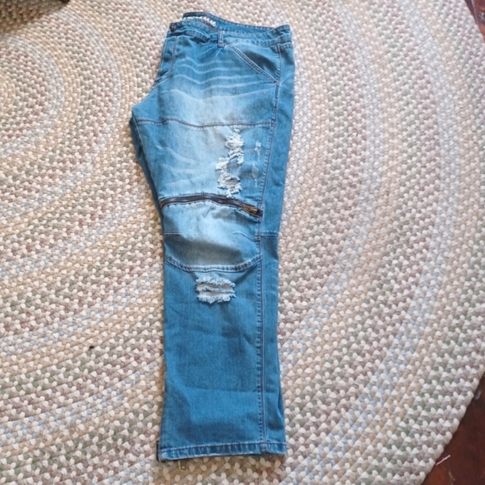 HP🔥Men's Denim House Distressed Button Fly Jeans (44x31) - Picture 4 of 10